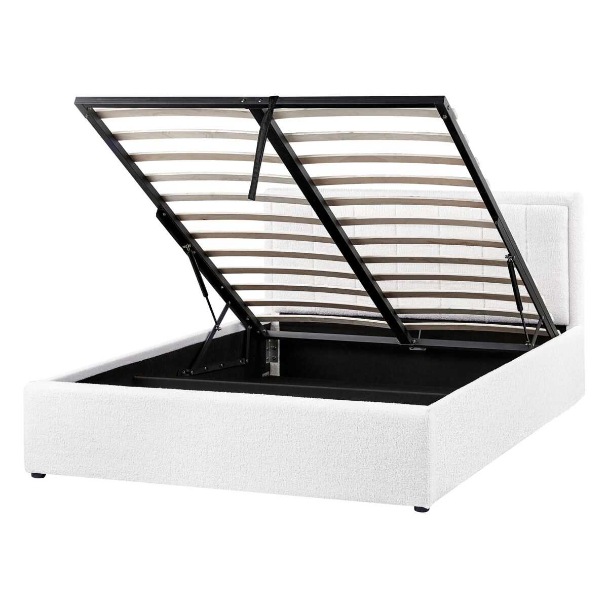 Łóżko z pojemnikiem MONTLAUR 140 x 200 cm Boucle Biały