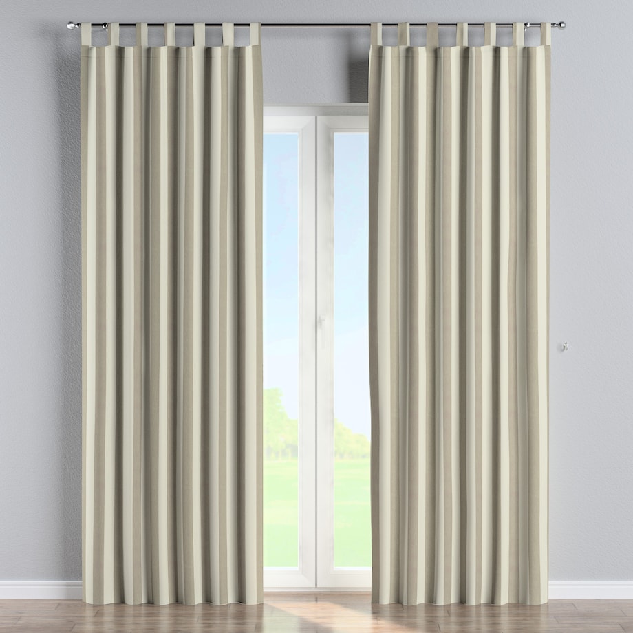 Zasłona na szelkach 1 szt. 130x245 beżowo-białe pionowe pasy (5,5cm)