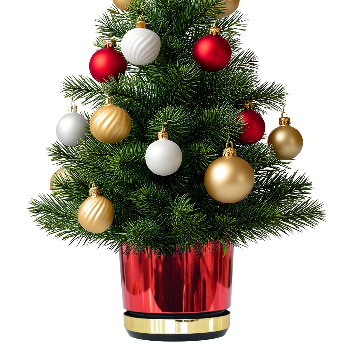 32 cm Doniczka z podstawką Czerwona + Złoty błyszczący wysoki połysk świąteczna do POINSECJI Gwiazdy Betlejemskiej dekoracja do stroików z drenażem wzór DUO/083/011