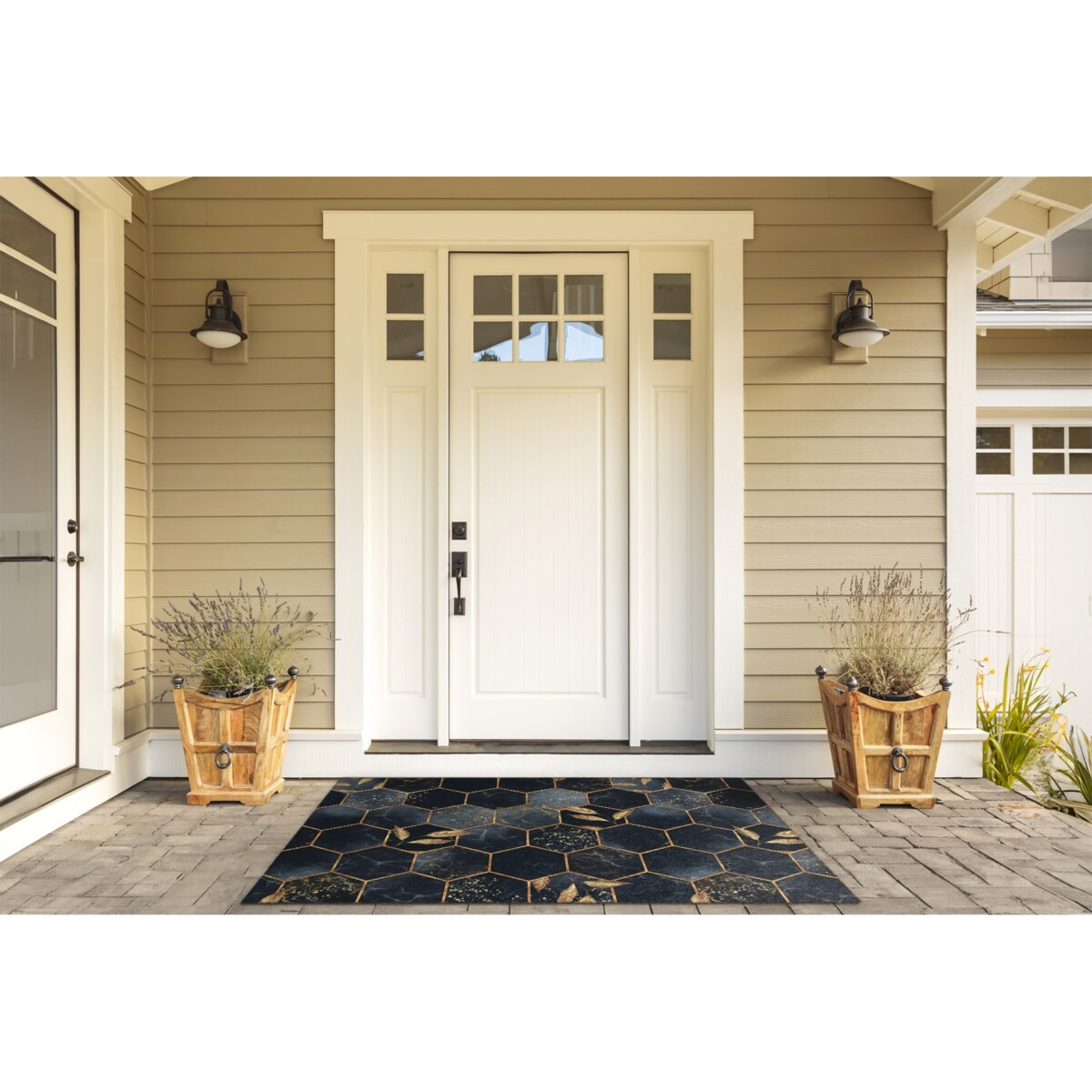 Wycieraczka zewnętrzna XXL Złote sześciokąty 150x100cm