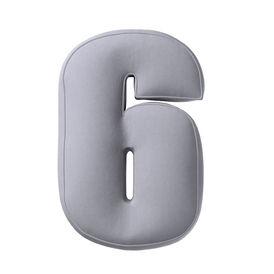 Poduszka Cyferka 6, srebrzysty szary, 25 x 40 cm, Posh Velvet