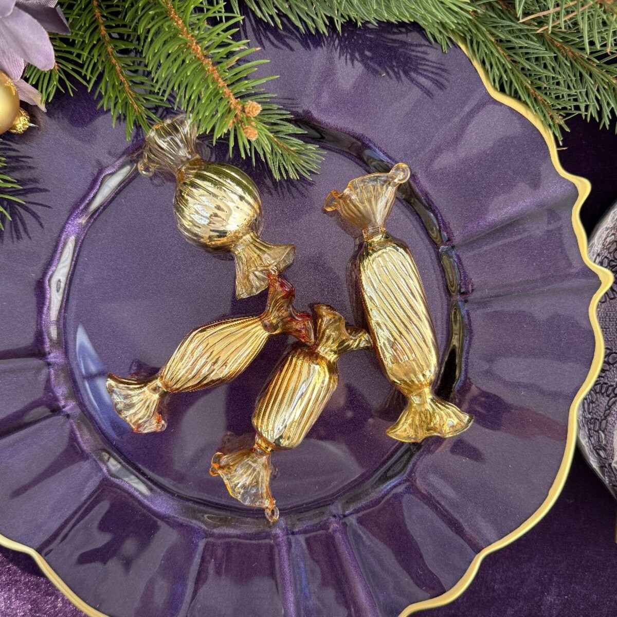 VILLA ITALIA Bombka szklana CUKIEREK gold 9 cm