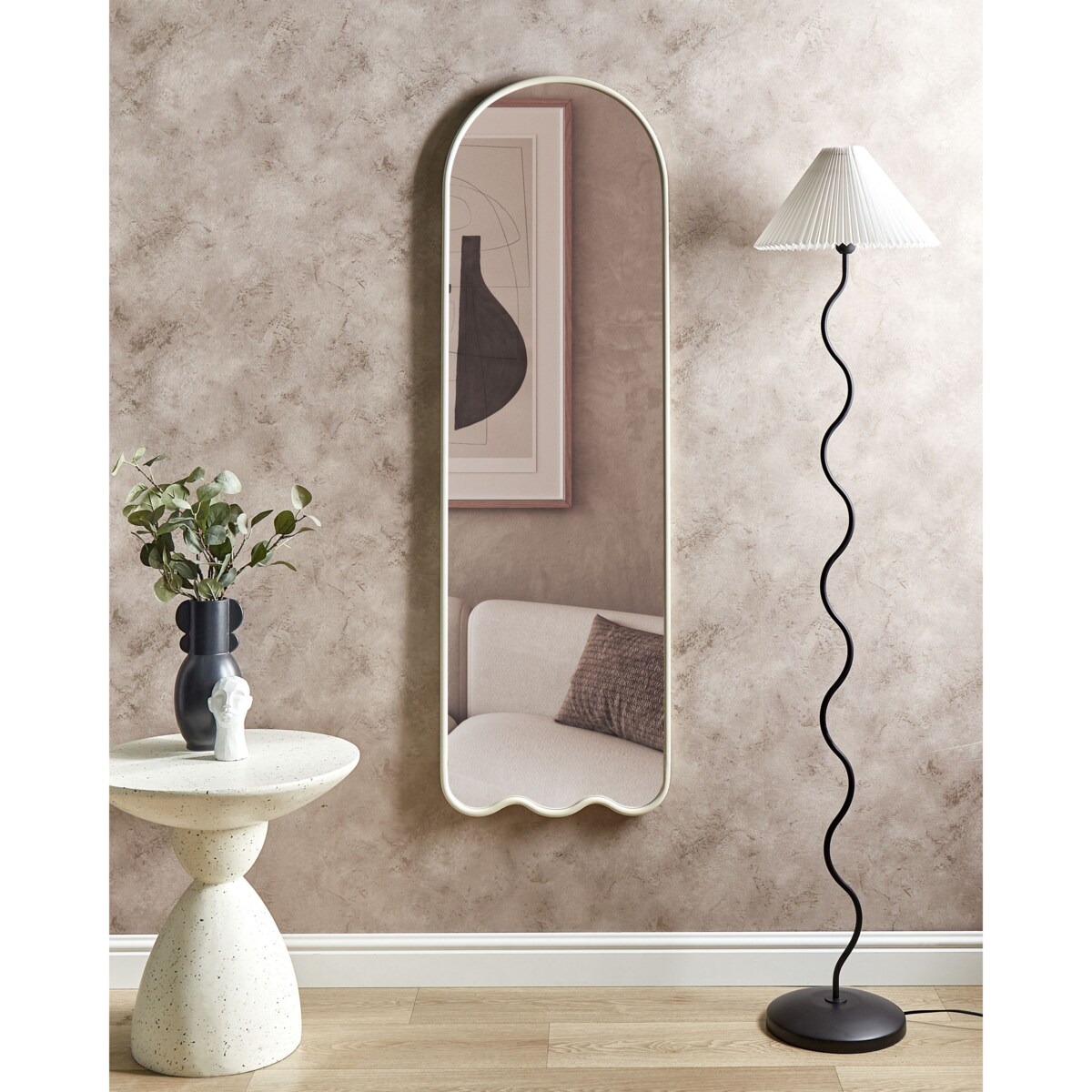 Lustro ścienne BUSSY 45 cm 145 cm Metal Złamana biel