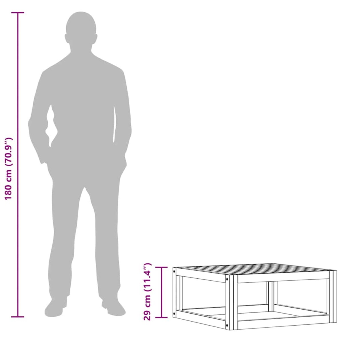 vidaXL Stolik kawowy, 68x68x29 cm, lite drewno akacjowe