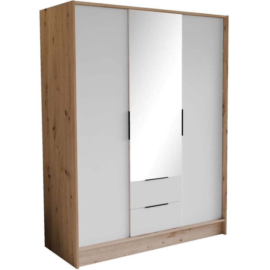 Szafa NIKOLA 150 z lustrem do garderoby, sypialni- sonoma+biały front