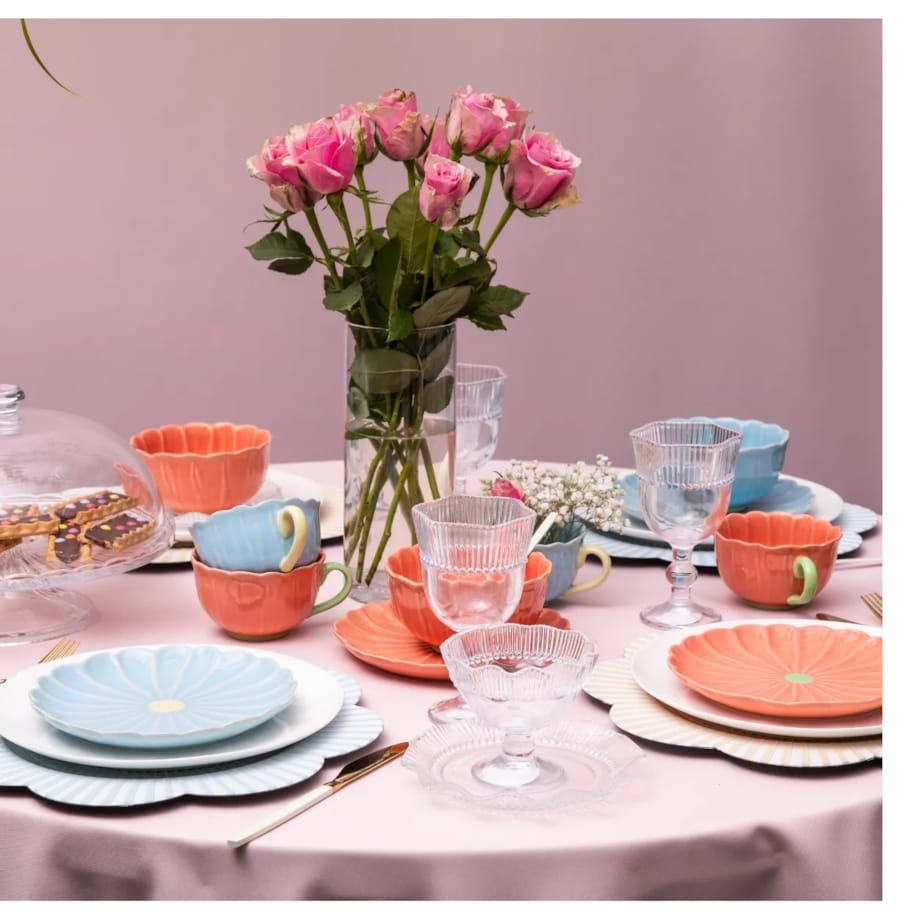 2x Filiżanka kubek do kawy i herbaty ceramiczna Kwiat koralowy 350 ml