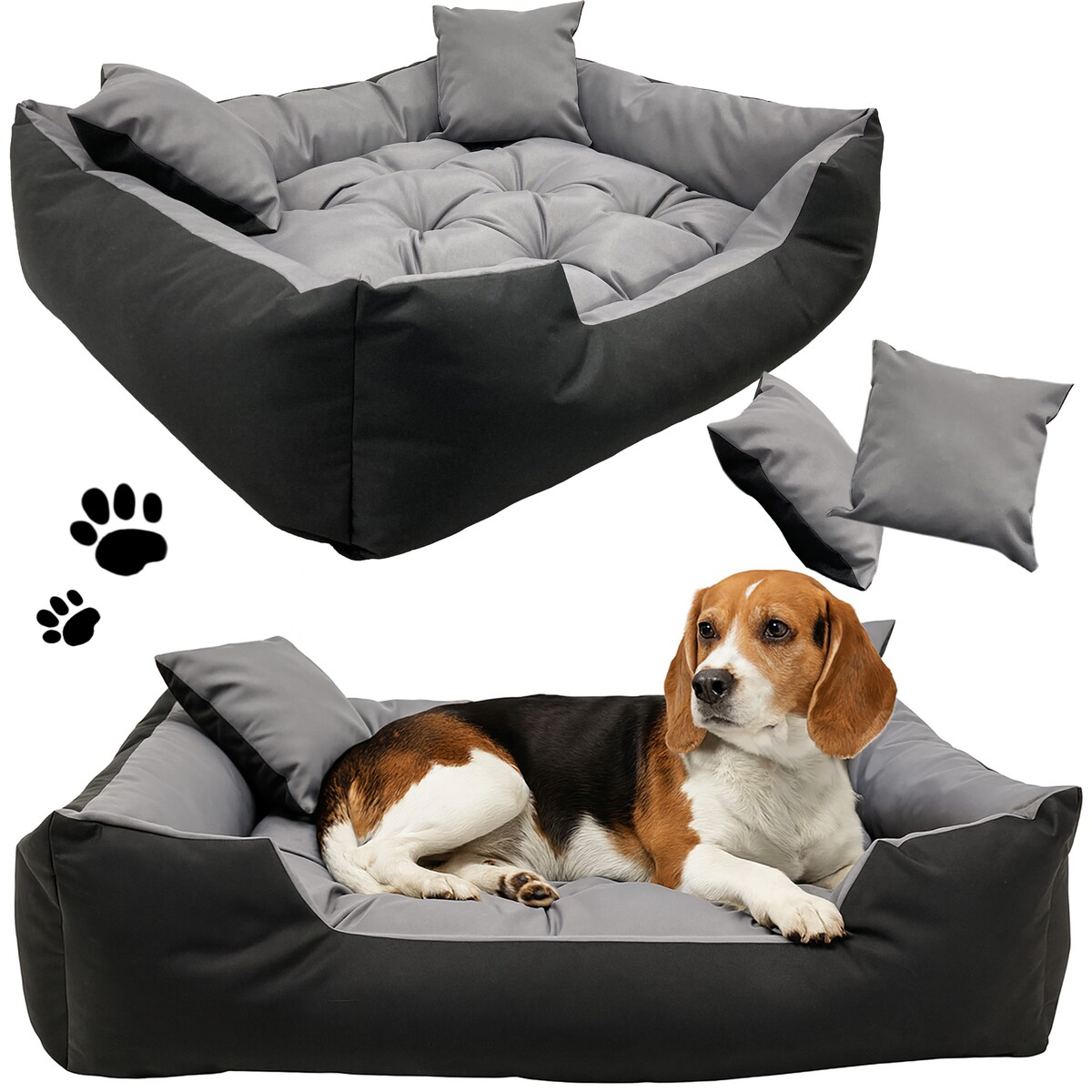 Legowisko Dla Psa Wodoodporne Posłanie Kanapa Sofa 130X105 Cm Szare