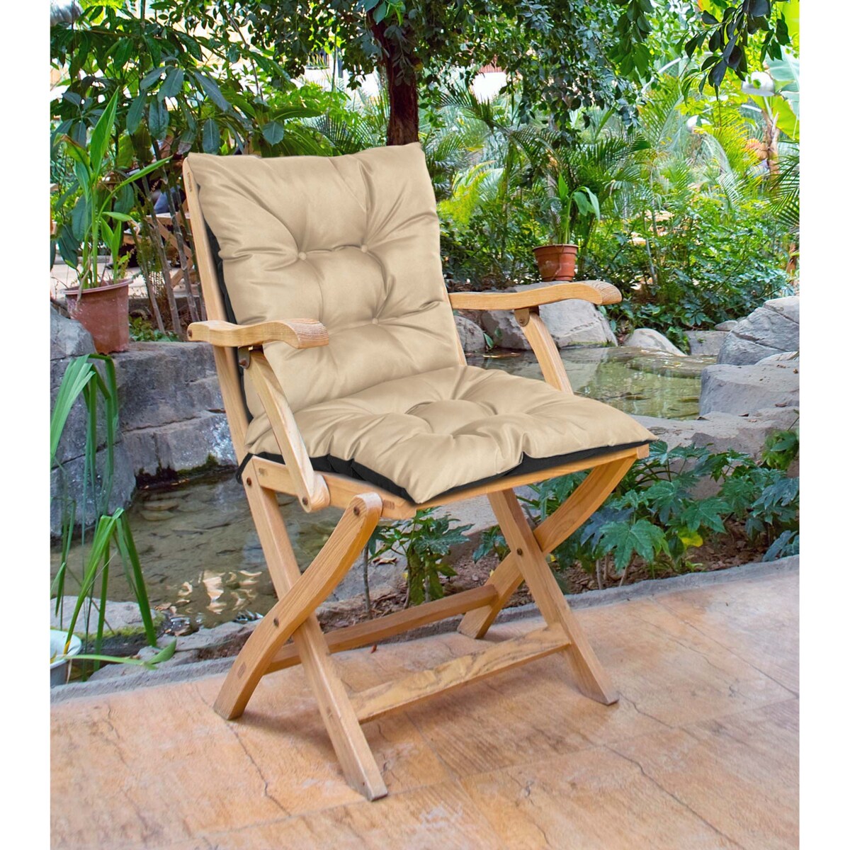 Poduszka Ogrodowa Na Krzesło Fotel 50X50X50 Cm Wodoodporna Pikowana Wiązana