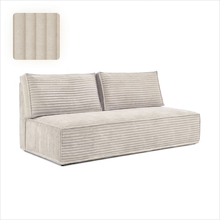 Kanapa Rozkładana z Funkcją Spania Sofa Dwuosobowa Do Salonu Beżowa MAVIA