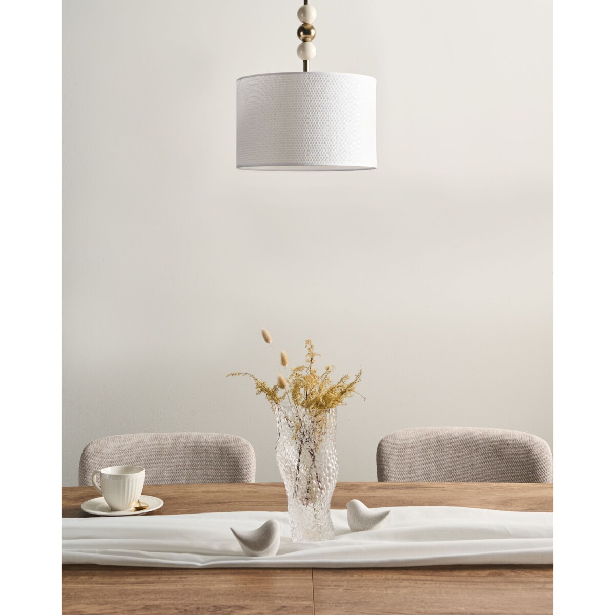 Lampa wisząca LOKY Metal Mosiężny/beżowy