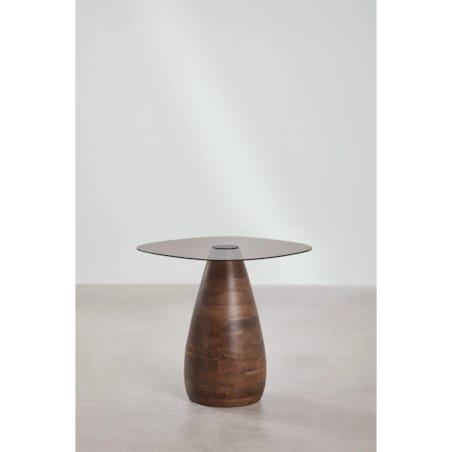 Komplet dwóch stolików z drewna mango i hartowanego szkła Mariana