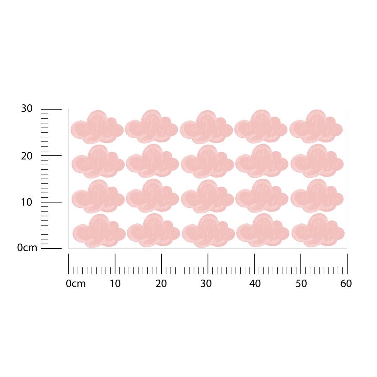 Naklejki Dla Dzieci Różowe Chmury Pastelowe Chmurki Styl Boho Zestaw 60x30cm