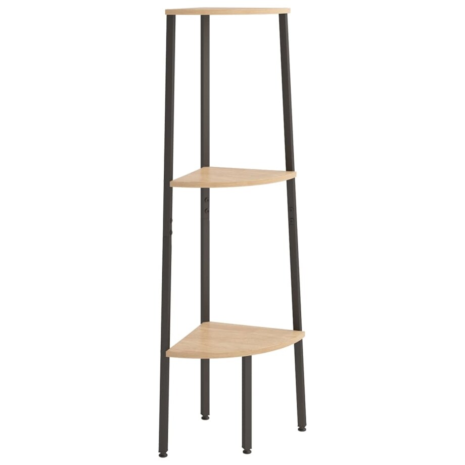 vidaXL Regał narożny, 3 półki, jasnobrązowo-czarny, 45,5x31,5x120 cm