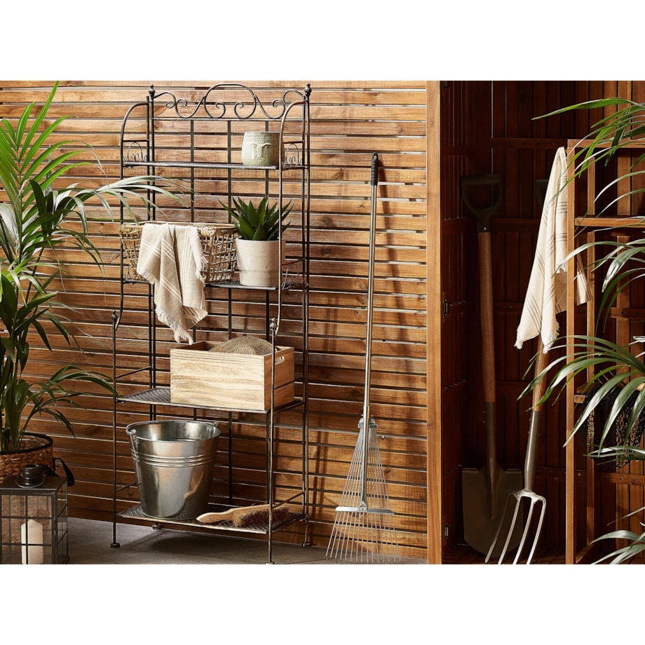 Regał ogrodowy metalowy 4 półki czarny ISERNIA