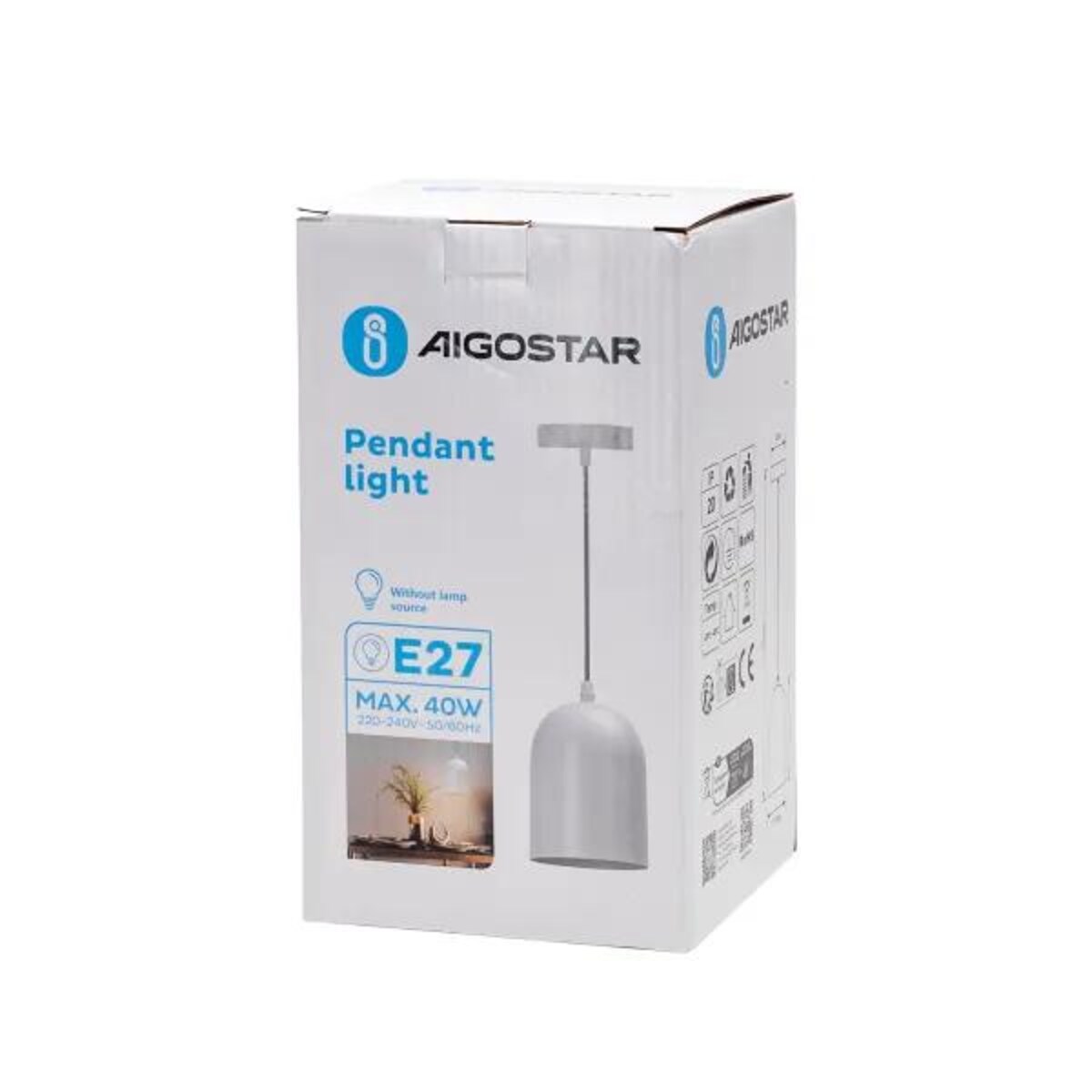 żelazna lampa wisząca biała e27