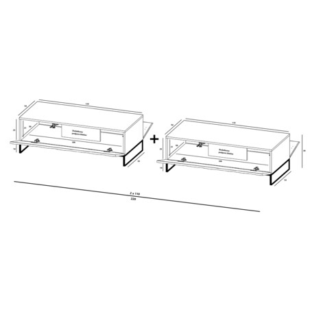 Nowoczesna Szafka RTV Glamour Komoda RTV Ryflowane fronty Biały Mat 220 cm