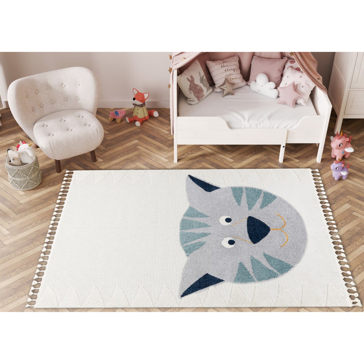 Dywan YOYO GD80 biały / szary - Tygrysek dla 160x220 cm