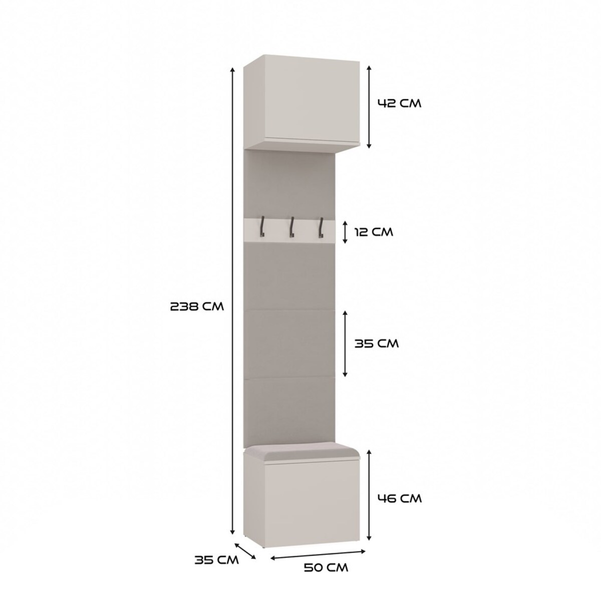 Garderoba HAGA III 2Sz1W KASZMIR BEŻ 2x Szafa + Wieszak