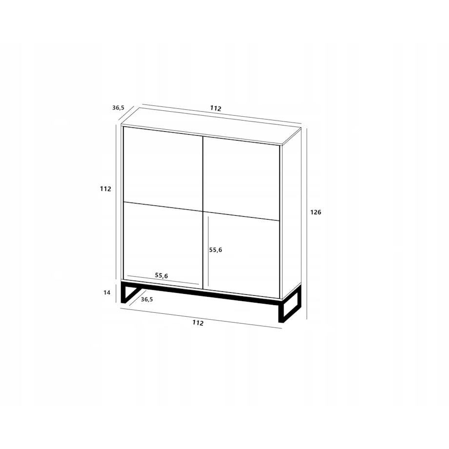 Komoda RTV Glamour Szafka RTV Granatowy MAT Ryflowane Fronty 112 cm