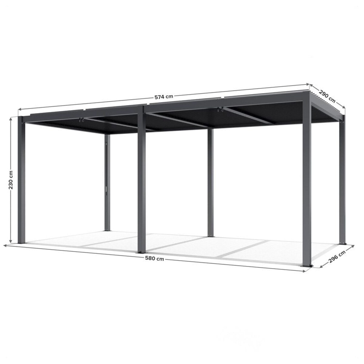 Pergola ogrodowa aluminiowa Luxe 5.8x3m LED antracytowa