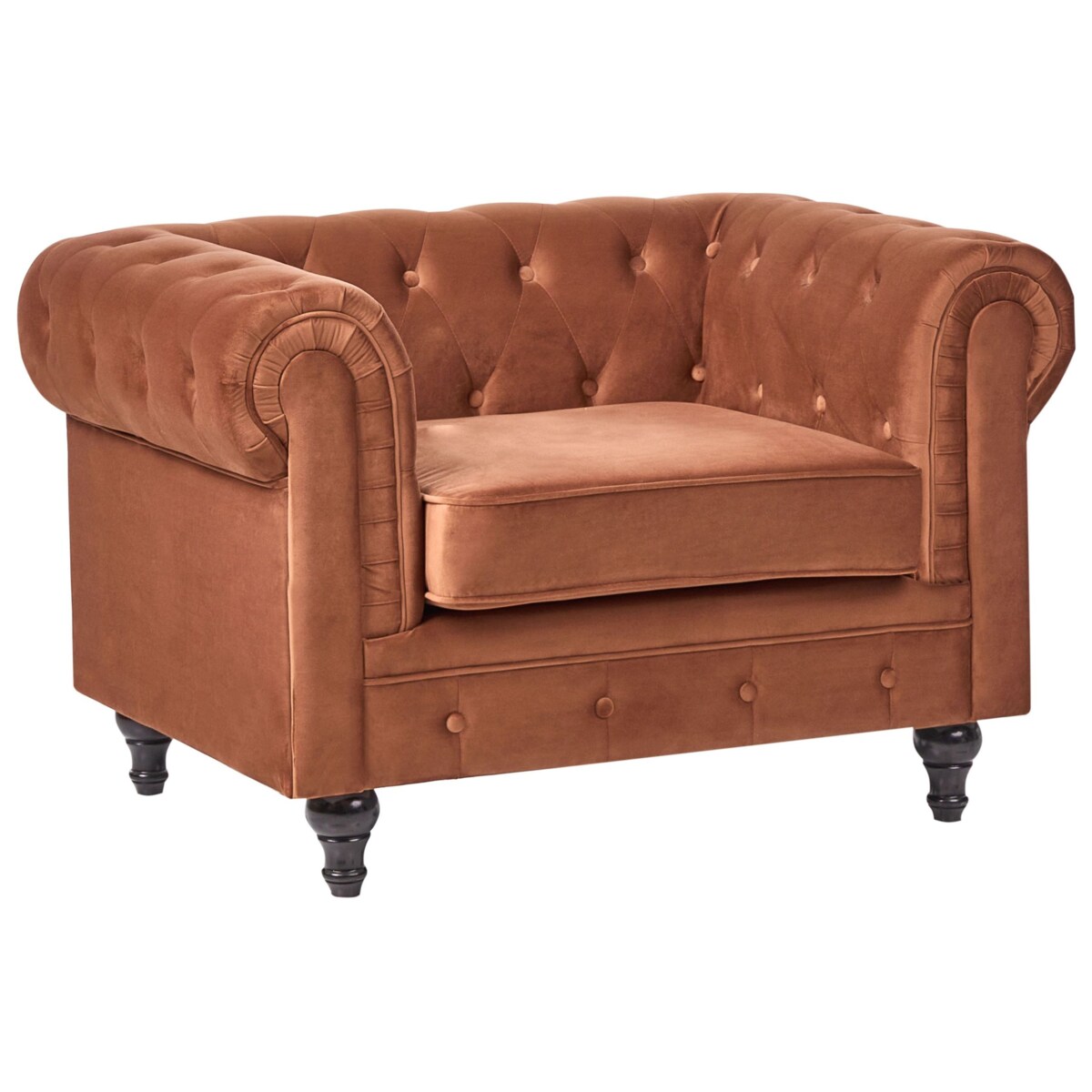 Komplet wypoczynkowy dla 4 osób CHESTERFIELD Welur Złoty brąz