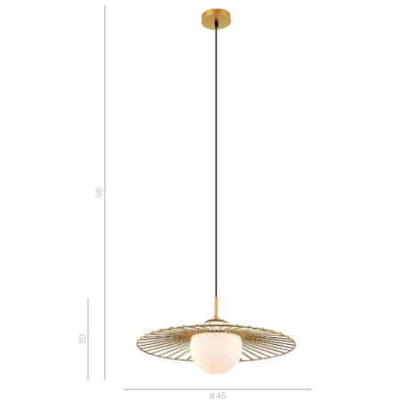 LAMPA wisząca SALLY MDM-4003/1 GD Italux druciana OPRAWA szklana kula ball ZWIS loft złoty biały