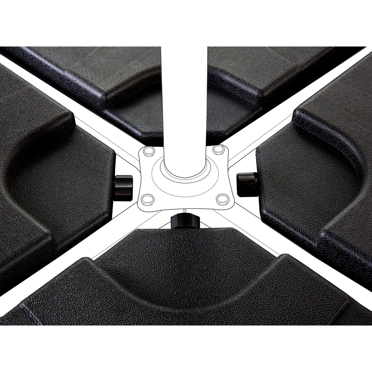 Zestaw 4 obciążników do parasola ogrodowego czarny CARIA