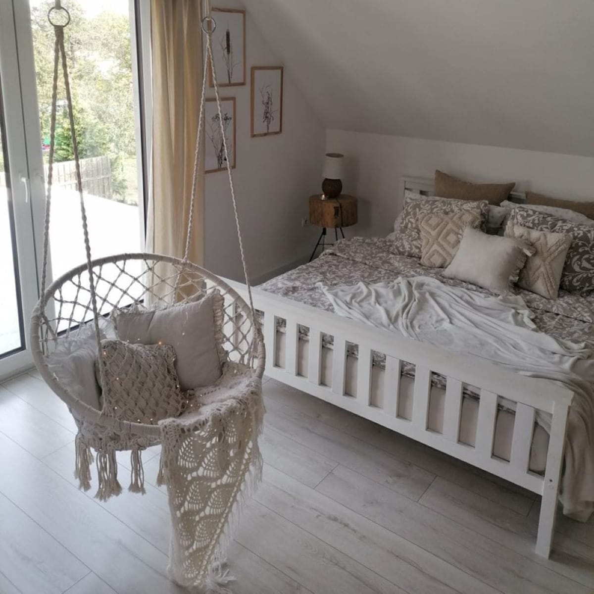 Fotel wiszący ogrodowy Boho, bociane gniazdo XXL