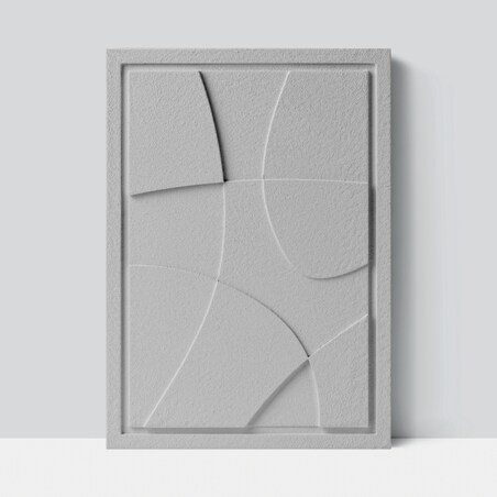 Obraz 3D 50x70cm Abstract I – Dekoracja Ścienna z Tynku Naturalnego, Milky Grey Minimalistyczny Relief