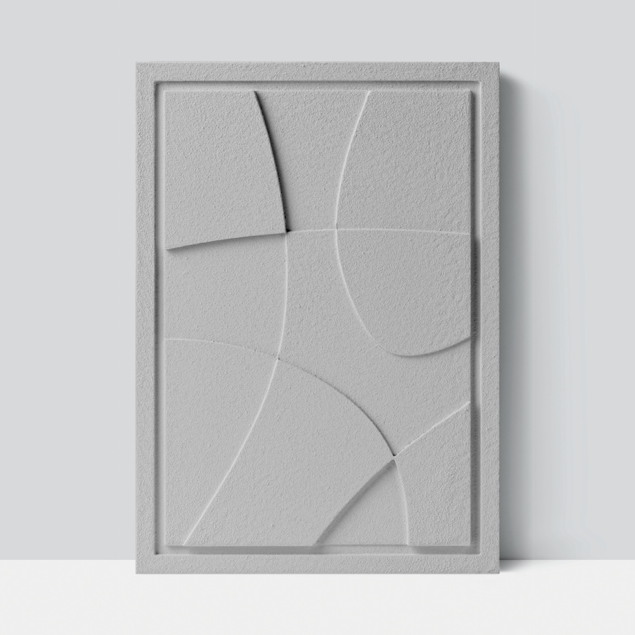 Obraz 3D 50x70cm Abstract I – Dekoracja Ścienna z Tynku Naturalnego, Milky Grey Minimalistyczny Relief