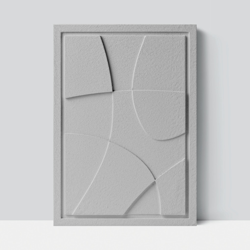 Obraz 3D 50x70cm Abstract I – Dekoracja Ścienna z Tynku Naturalnego, Milky Grey Minimalistyczny Relief