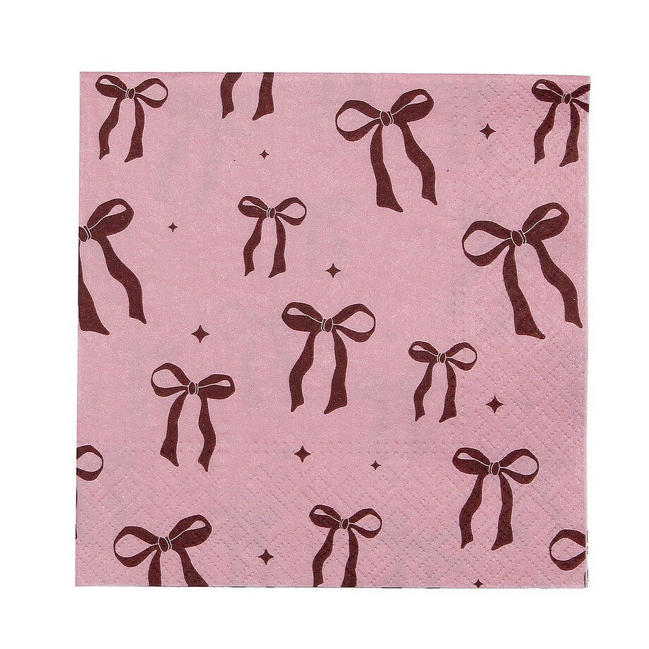 Serwetki świąteczne Ribbon II 20szt. boże narodzenie, święta, świąteczne, różowy-czerwony, 16x16x3 cm