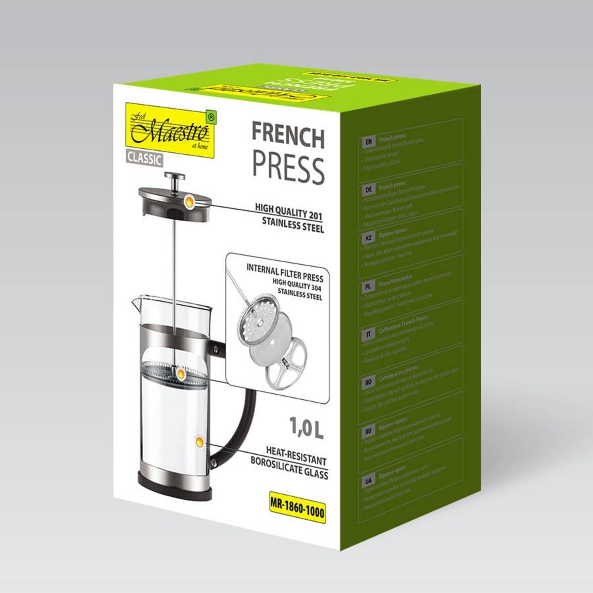 Zaparzacz szklany do kawy herbaty tłokowy french press 1000ml MAESTRO