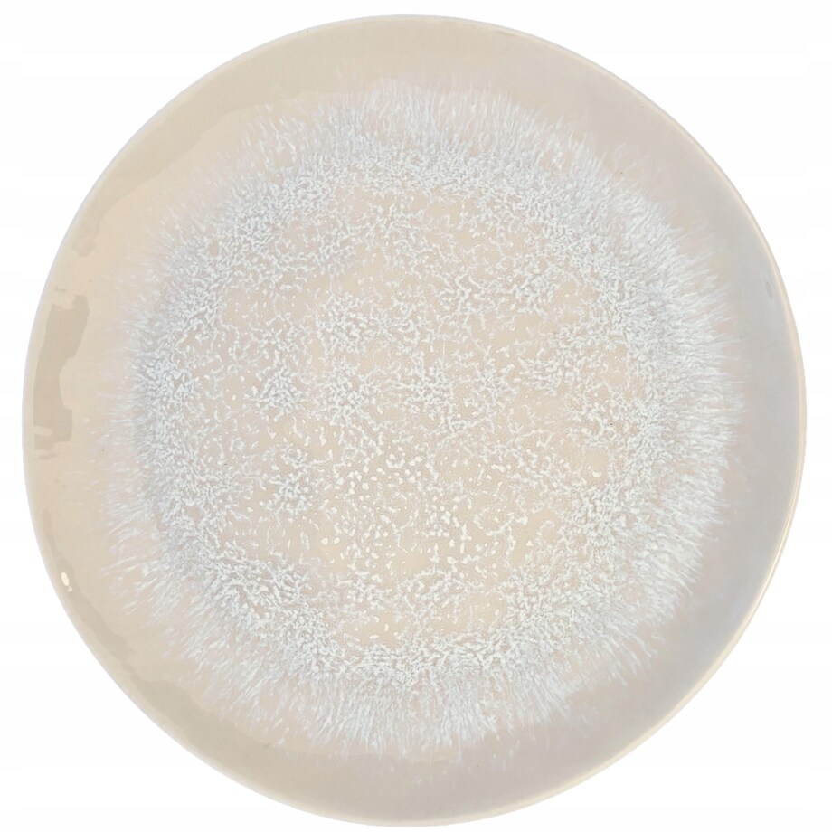 TALERZ DESEROWY 20cm okrągły ceramiczny beżowy płytki mały obiadowy serwis