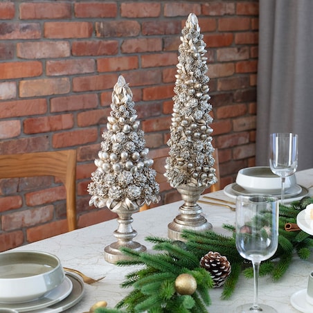 Dekoracja Christmas Tree Shine 43cm boże narodzenie, święta, świąteczne, antyczny brąz-srebrny, 17 x 43 cm