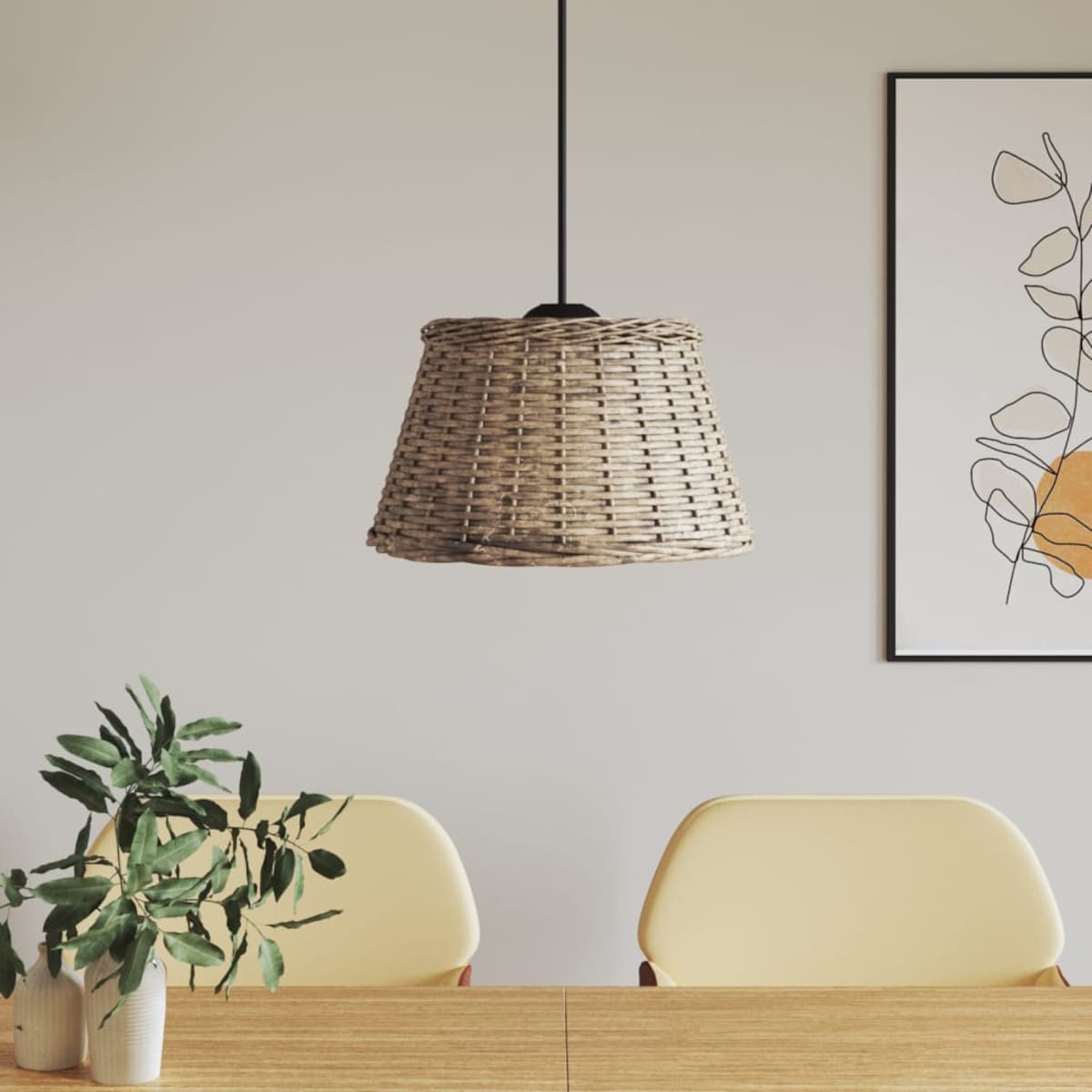 vidaXL Klosz lampy wiszącej, brązowy, Ø50x30 cm, wiklina