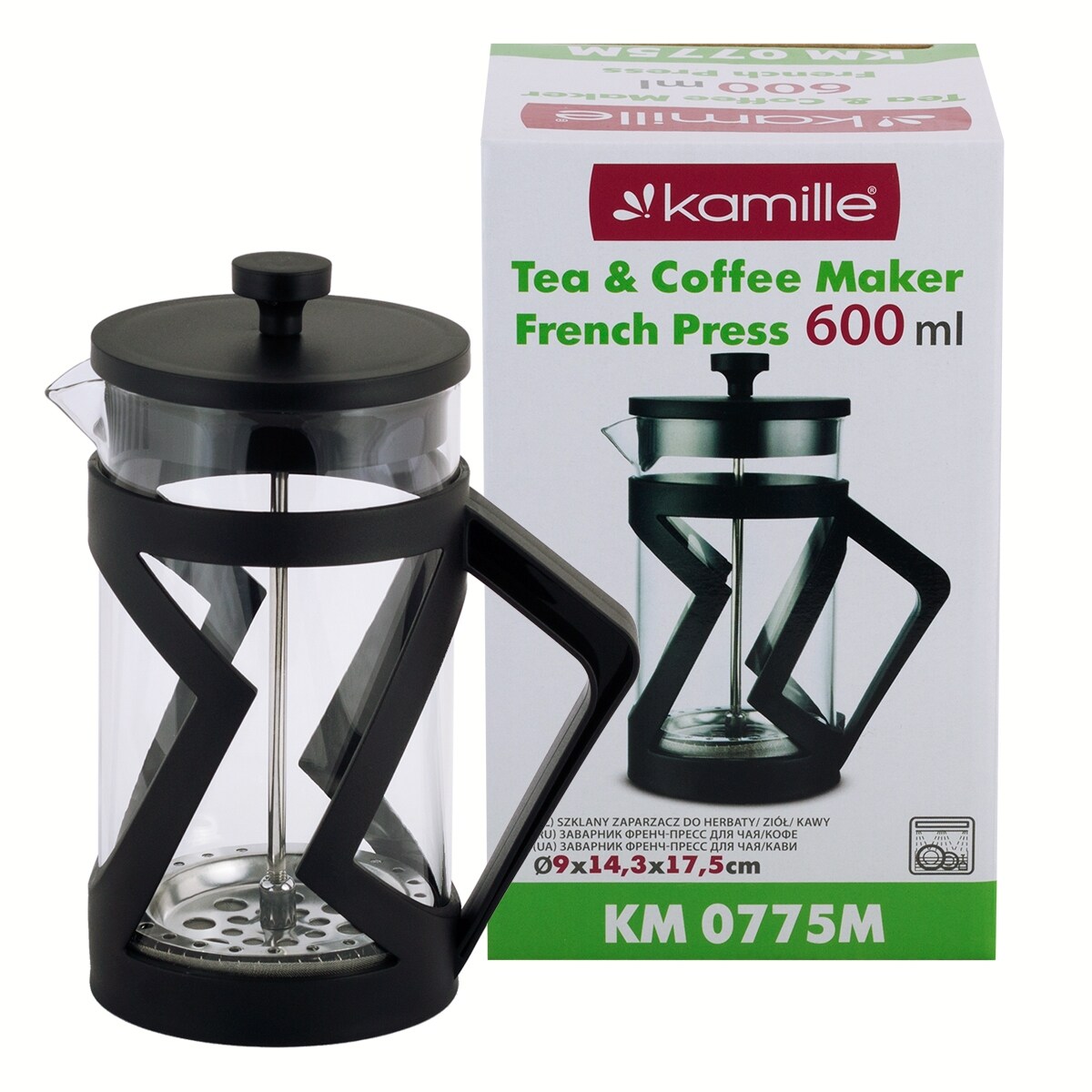 Zaparzacz szklany french press do herbaty kawy 600ml KAMILLE