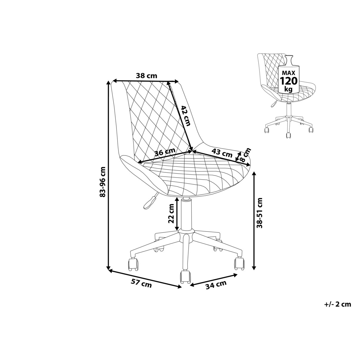 Krzesło biurowe regulowane ekoskóra szare MARIBEL
