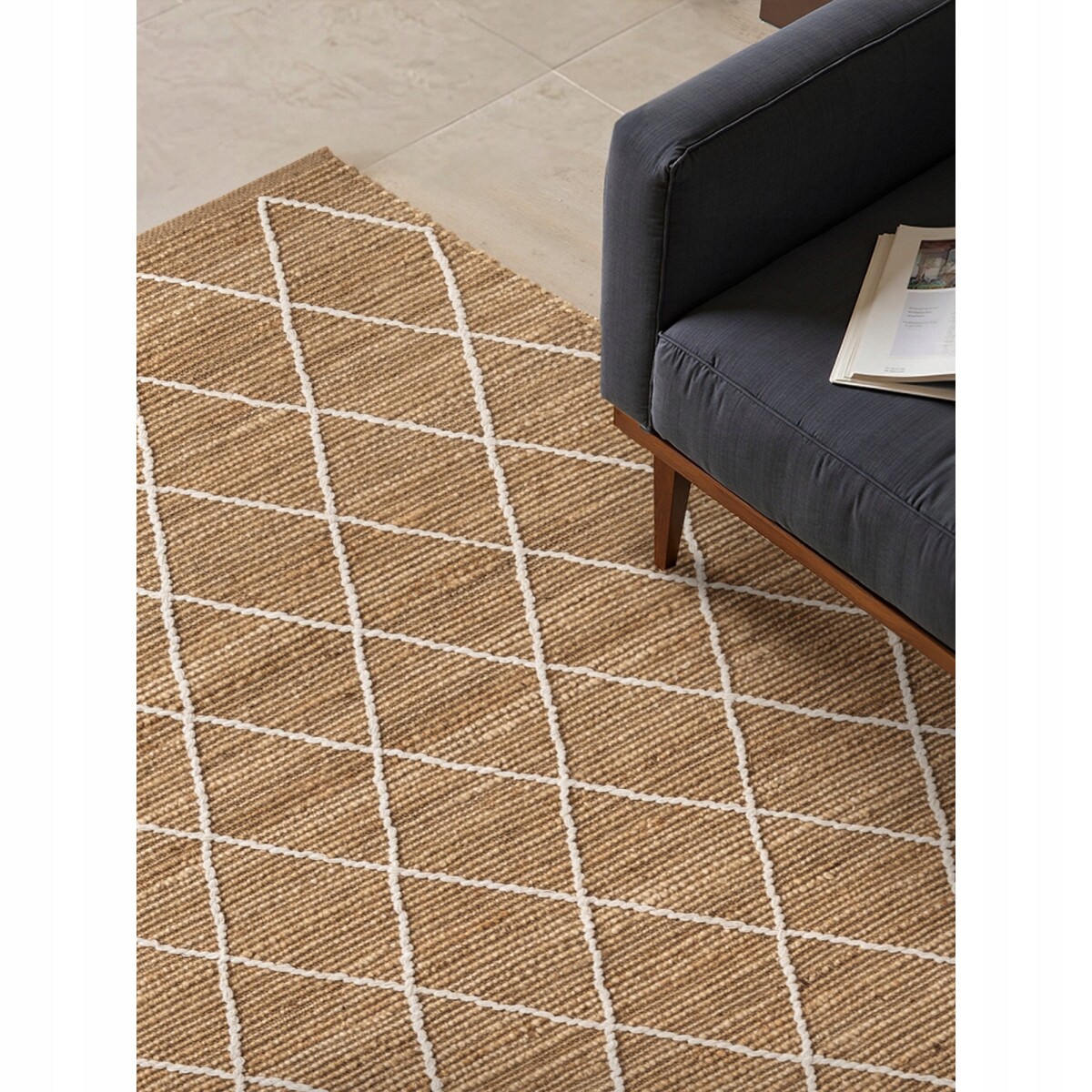 Dywan jutowy boho do salonu 80x150cm, naturalny beżowy dywan z juty