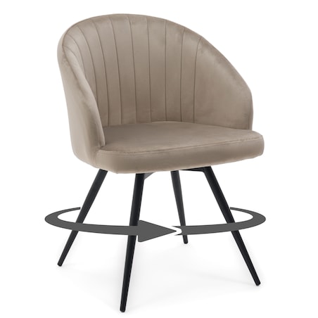Krzesło tapicerowane obrotowe welurowe do salonu MODENA ciemnobeżowe