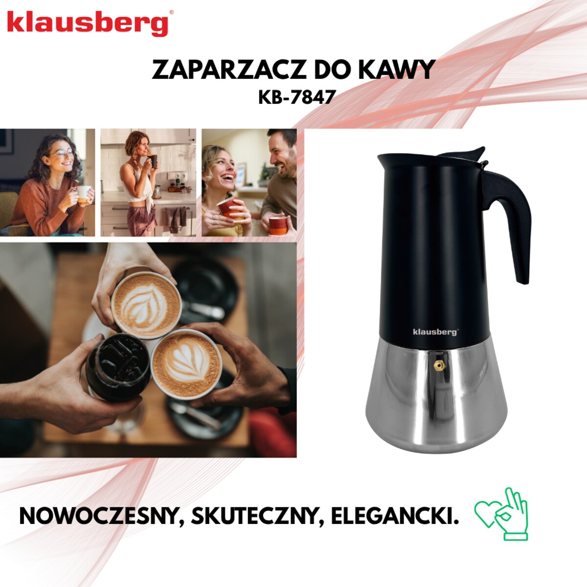 Kawiarka espresso kafeterka ciśnieniowa KLAUSBERG 600ml 12 filiżanki