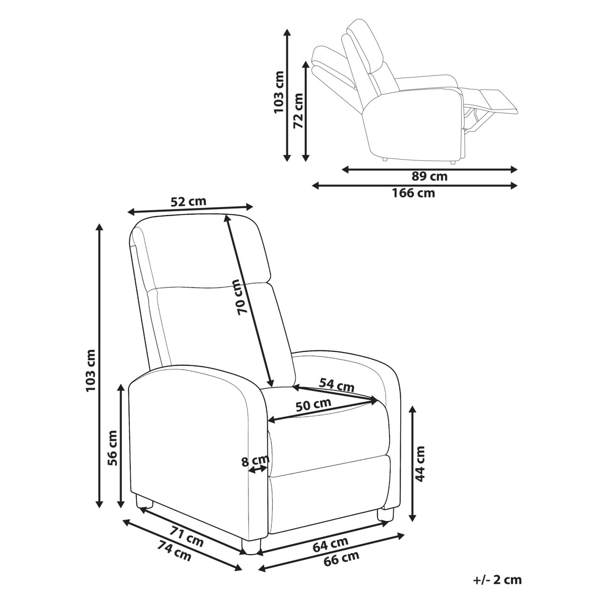 Rozkładany fotel EMINENCE Len syntetyczny Ciemnoszary
