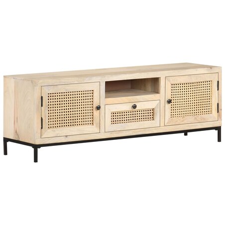 vidaXL Szafka pod TV, 120x30x40 cm, drewno mango i naturalna trzcina