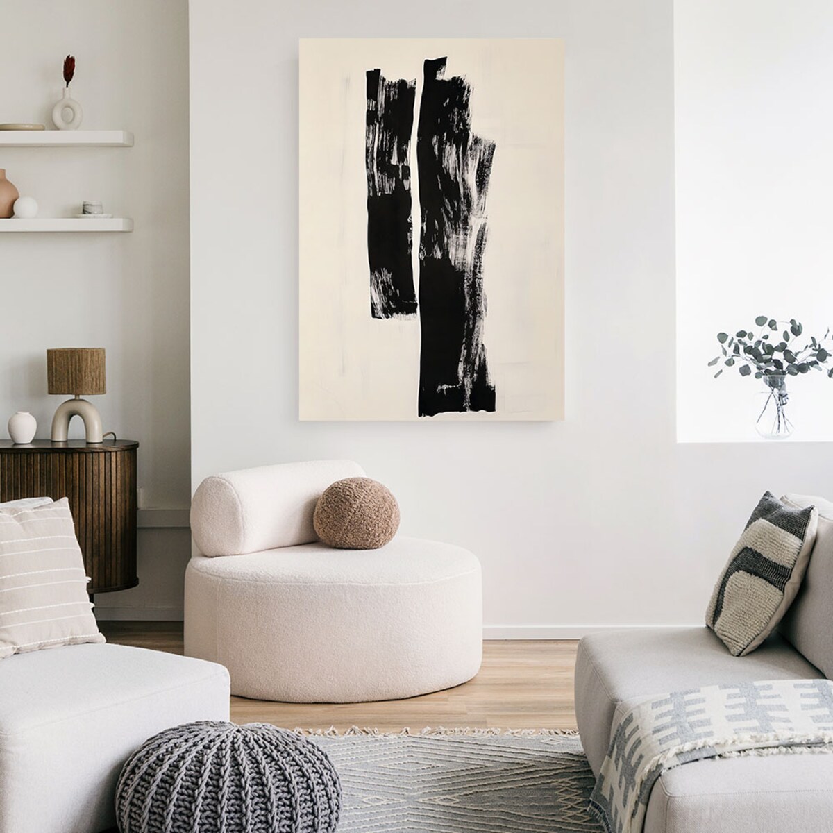 Feeby Obraz nowoczesny, Pionowe Kształty Abstrakcja Czerń 60x90