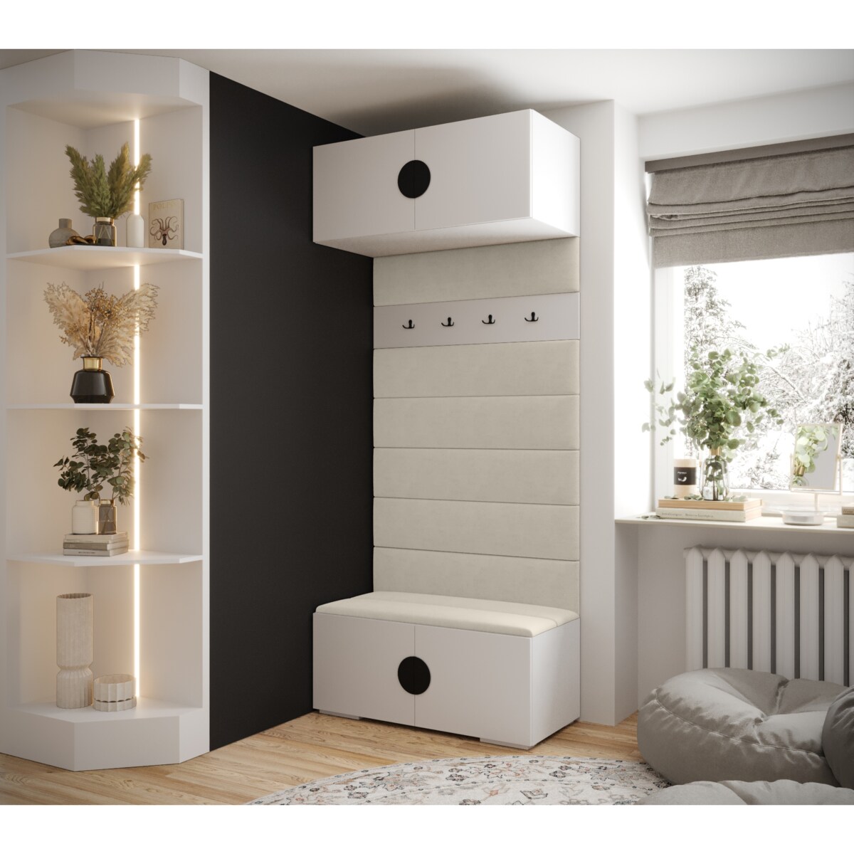 Garderoba do przedpokoju INOVA 4 biały+czarny+manila02