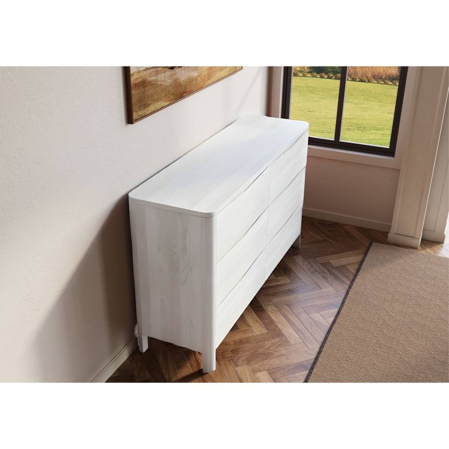 Drewniana komoda bukowa Visby MODENA LOW 150 / kolor biały