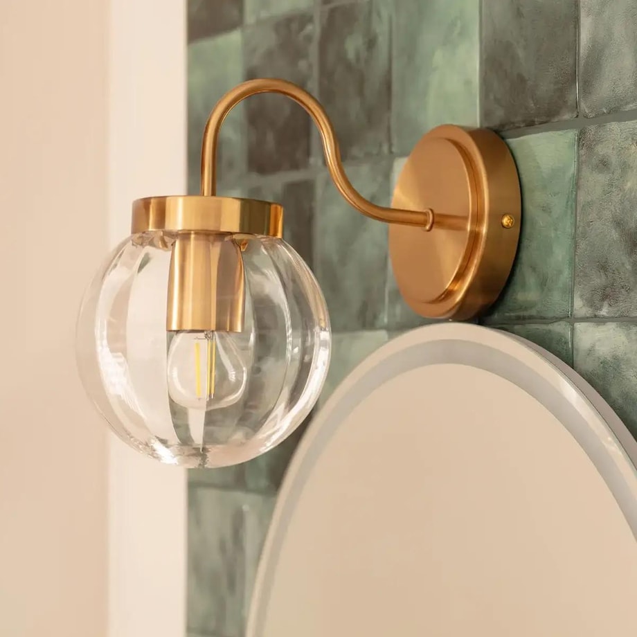 Szklana lampa ścienna Librio ABR-KZS-E27 Abruzzo IP44 złoty przezroczysty