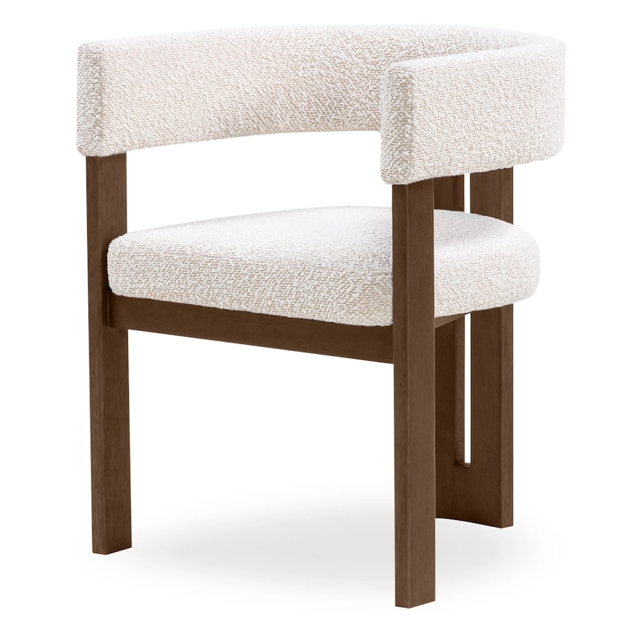 Krzesło z drewna kauczukowego GOMMA - II 70x57x53 cm jasnobeżowe/orzech boucle