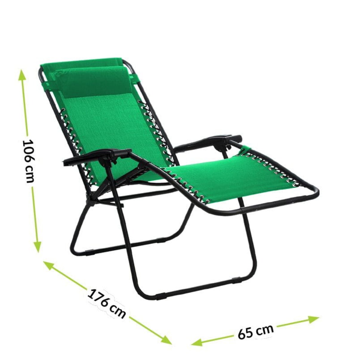 Leżak ogrodowy zielony Delux z systemem grawitacyjnym