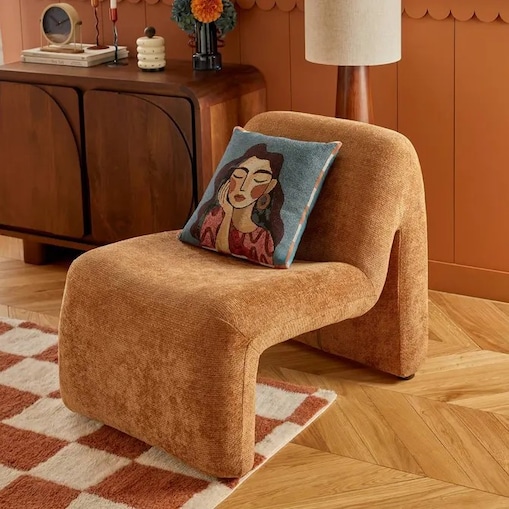 Fotel tapicerowany, bursztynowy, Astor, 84,5 cm